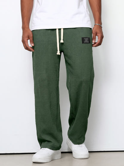Men's Sweatpants with Drawstring Waist and Waffle Texture