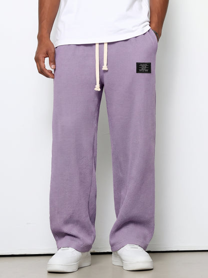 Men's Sweatpants with Drawstring Waist and Waffle Texture
