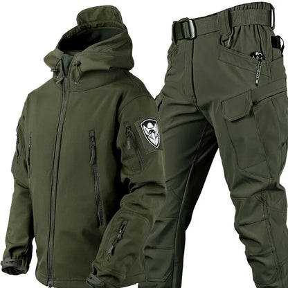 Men's Tactical Outdoor Set with Hooded Jacket and Cargo Pants