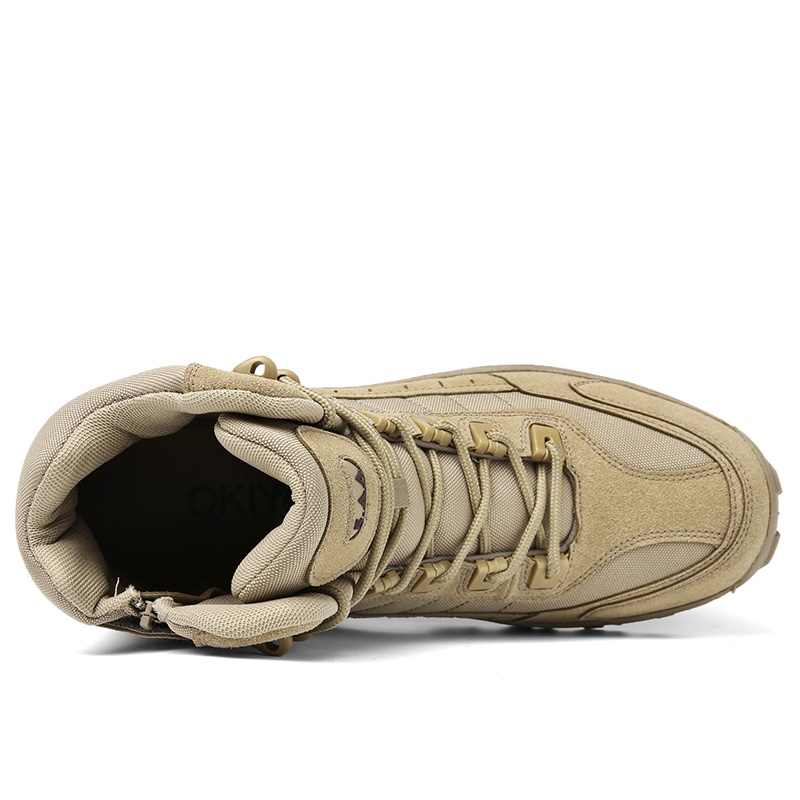 Men's Tactical Work Boots with Side Zip and Lace-Up Closure