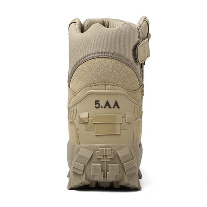 Men's Tactical Work Boots with Side Zip and Lace-Up Closure