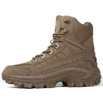Men's Tactical Work Boots with Side Zip and Lace-Up Closure