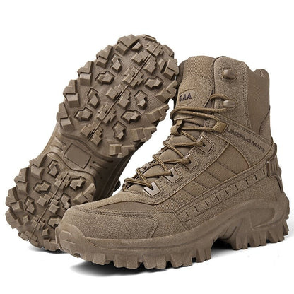 Men's Tactical Work Boots with Side Zip and Lace-Up Closure