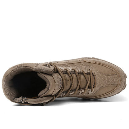 Men's Tactical Work Boots with Side Zip and Lace-Up Closure