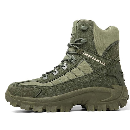 Men's Tactical Work Boots with Side Zip and Lace-Up Closure