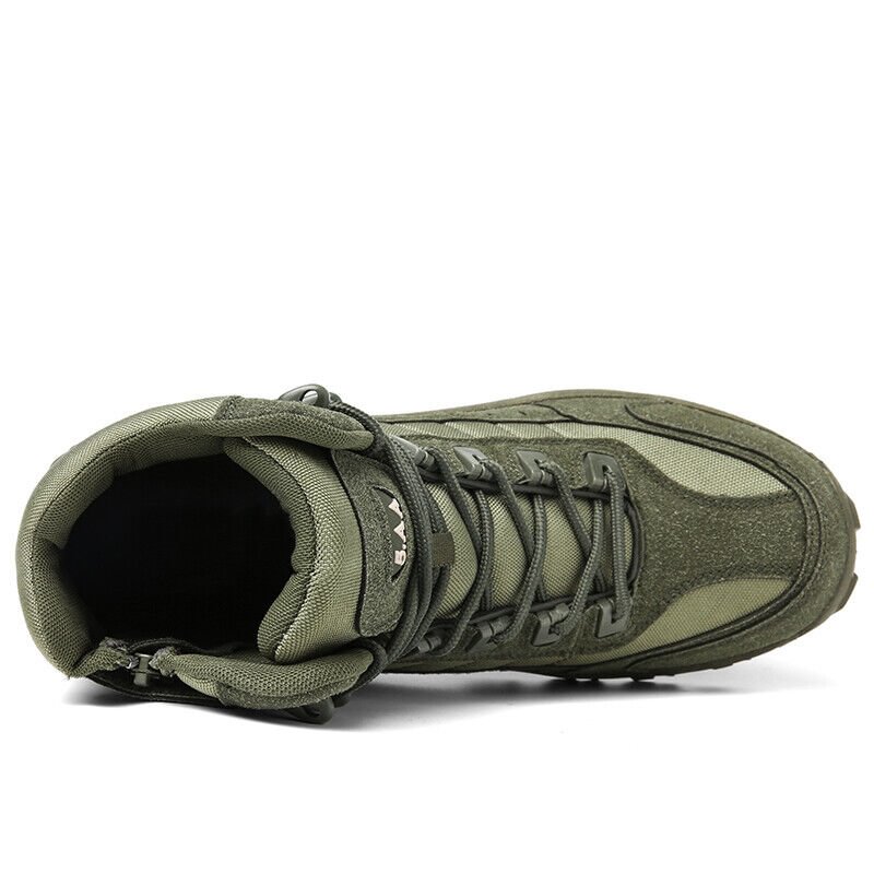 Men's Tactical Work Boots with Side Zip and Lace-Up Closure