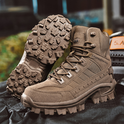 Men's Tactical Work Boots with Side Zip and Lace-Up Closure