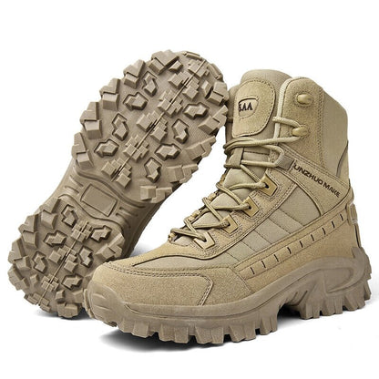 Men's Tactical Work Boots with Side Zip and Lace-Up Closure