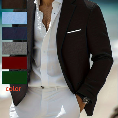 Men's Tailored Blazer with Notch Lapel and Chest Pocket