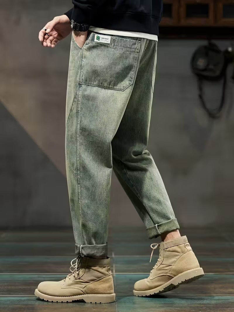 Men's Tapered Pants with Rolled Cuffs