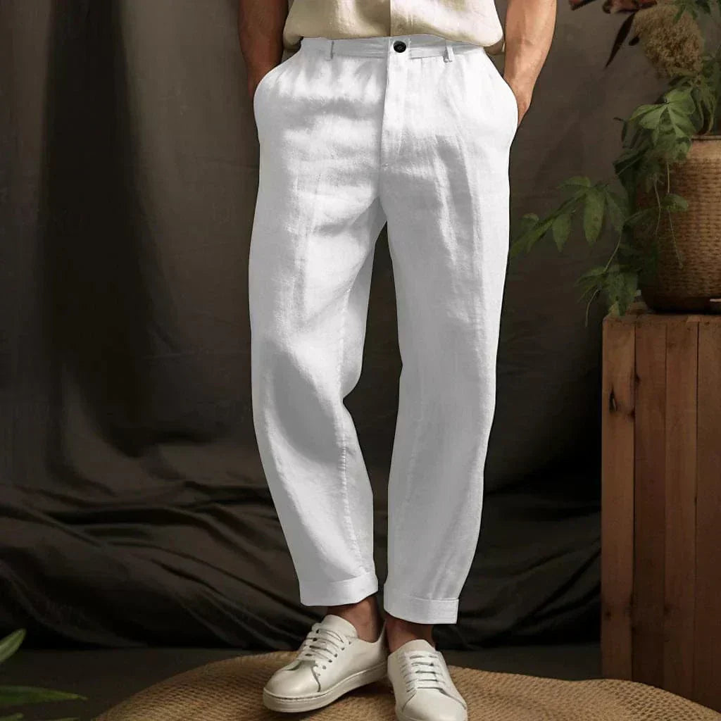 Men's Tapered Trousers with Relaxed Fit and Cuffed Hem