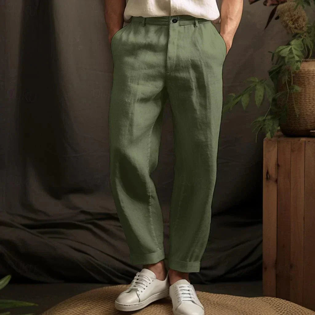 Men's Tapered Trousers with Relaxed Fit and Cuffed Hem