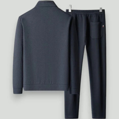 Men's Tracksuit Set Slim Fit with Stand Collar and Full Zip Jacket