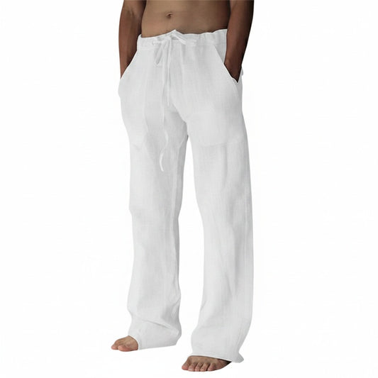 Men's Trousers Wide Leg with Drawstring Waist and Side Pockets