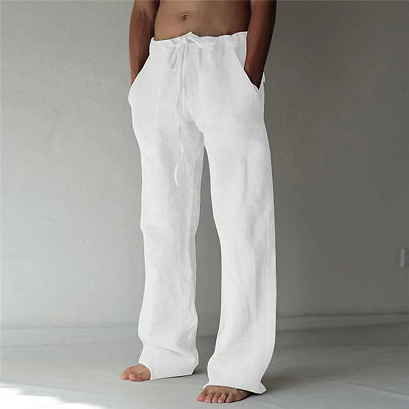 Men's Trousers Wide Leg with Drawstring Waist and Side Pockets