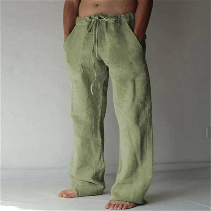 Men's Trousers Wide Leg with Drawstring Waist and Side Pockets