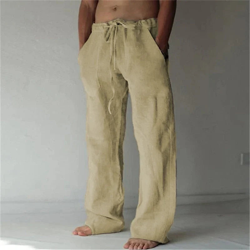 Men's Trousers Wide Leg with Drawstring Waist and Side Pockets