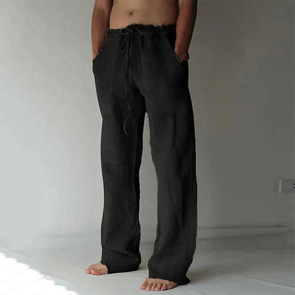 Men's Trousers Wide Leg with Drawstring Waist and Side Pockets
