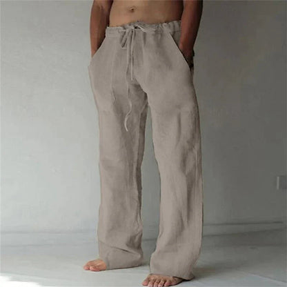 Men's Trousers Wide Leg with Drawstring Waist and Side Pockets