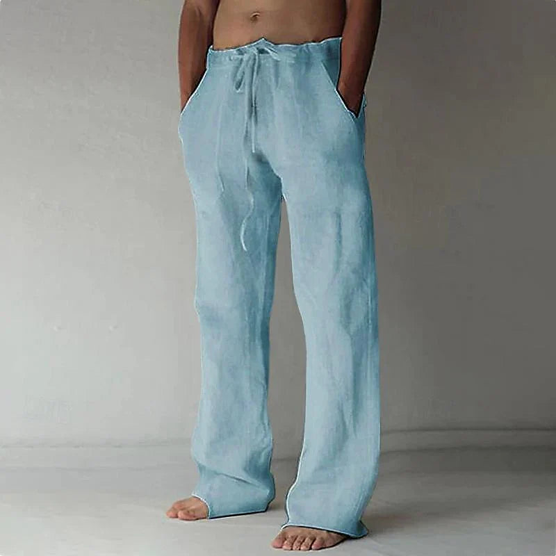 Men's Trousers Wide Leg with Drawstring Waist and Side Pockets