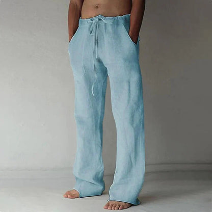 Men's Trousers Wide Leg with Drawstring Waist and Side Pockets