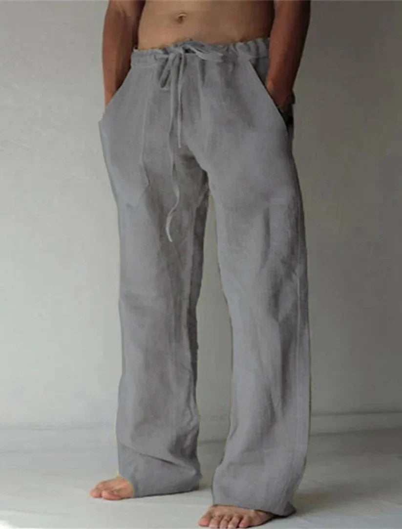 Men's Trousers Wide Leg with Drawstring Waist and Side Pockets