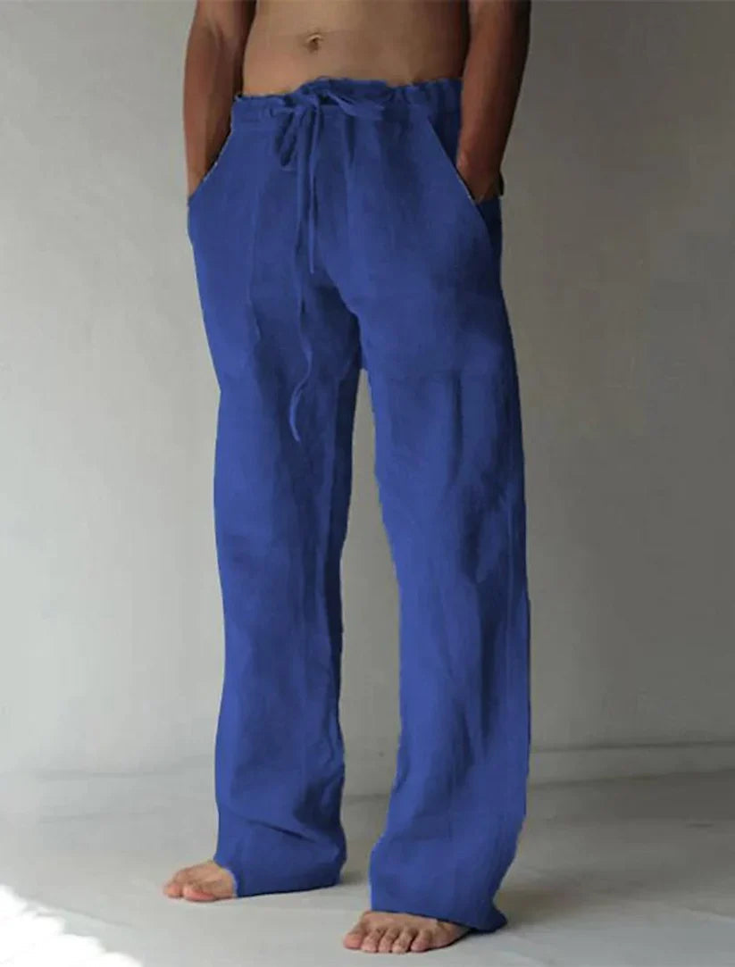 Men's Trousers Wide Leg with Drawstring Waist and Side Pockets