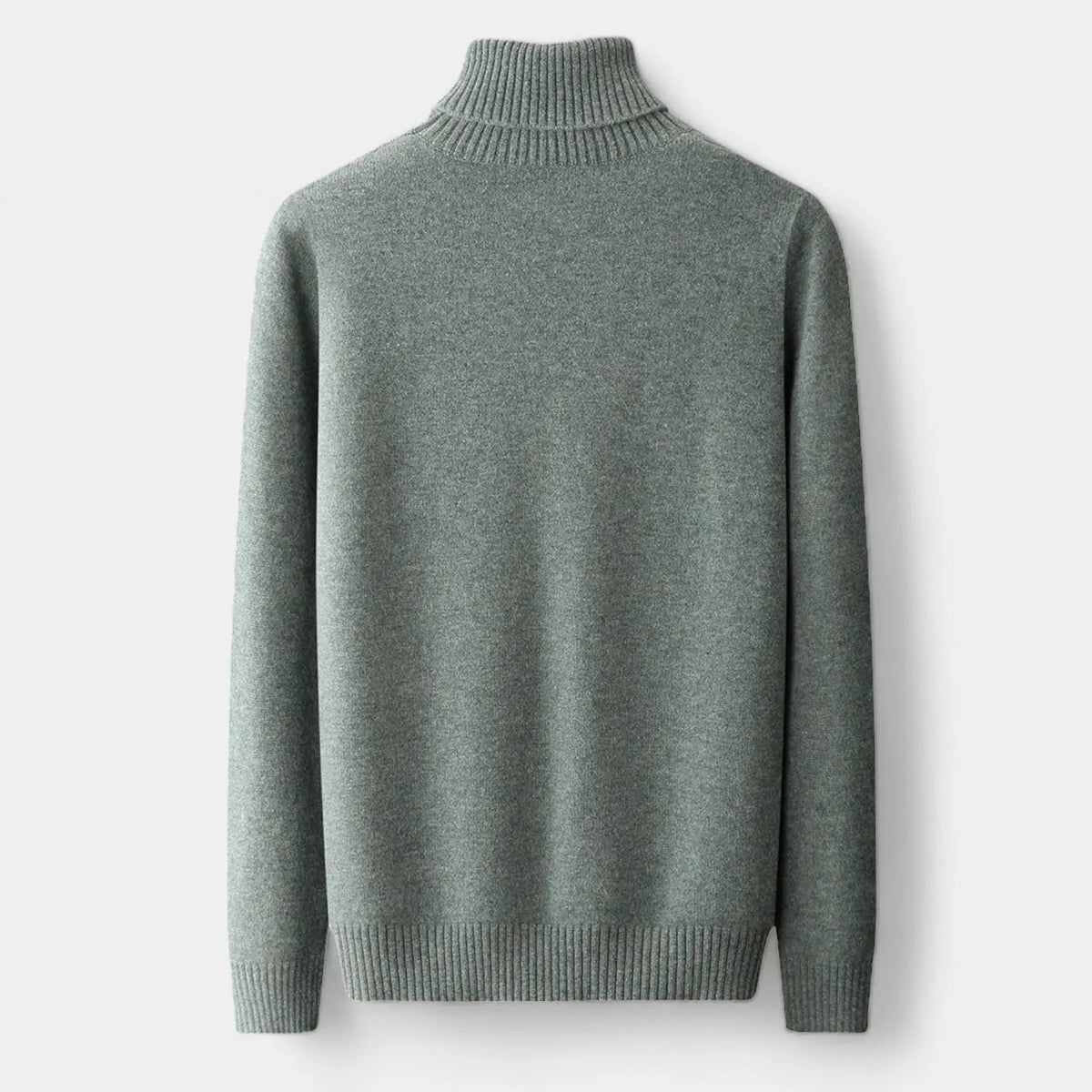 Men's Turtleneck Sweater with Ribbed Collar, Cuffs and Hem