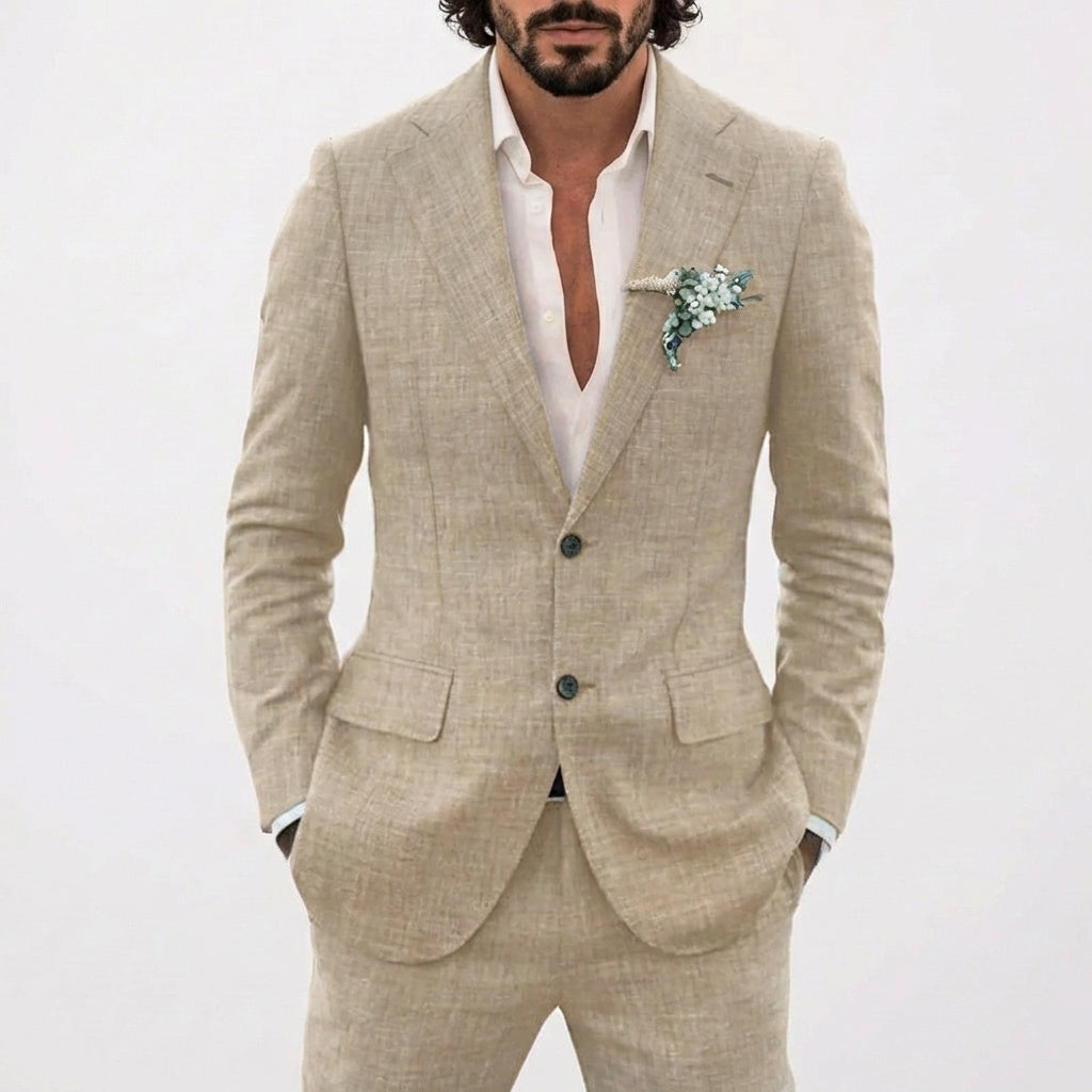 Men's Two-Piece Suit with Notch Lapels and Slim Fit