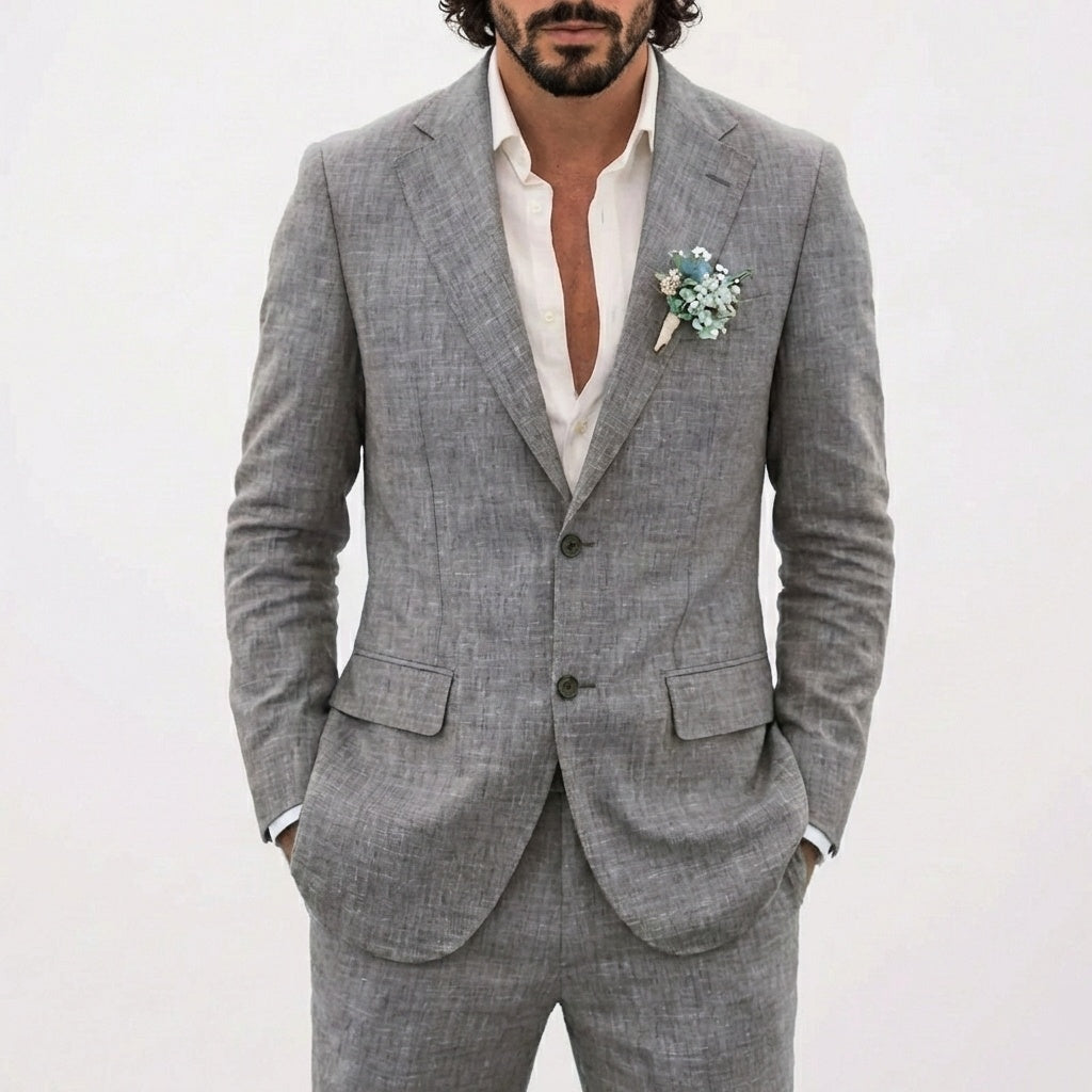 Men's Two-Piece Suit with Notch Lapels and Slim Fit