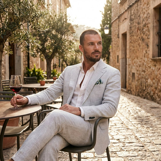 Men's Two-Piece Suit with Notch Lapels and Slim Fit