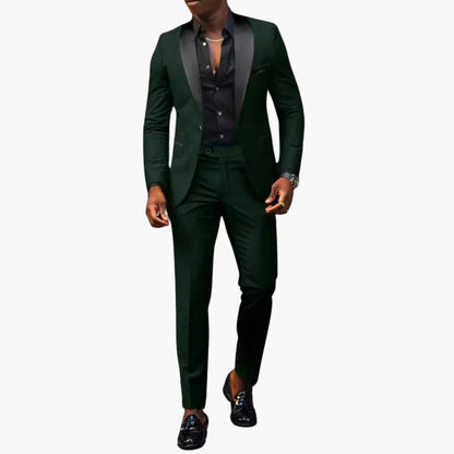 Men's Two-Piece Wedding Suit with Shawl Lapel and Single Button