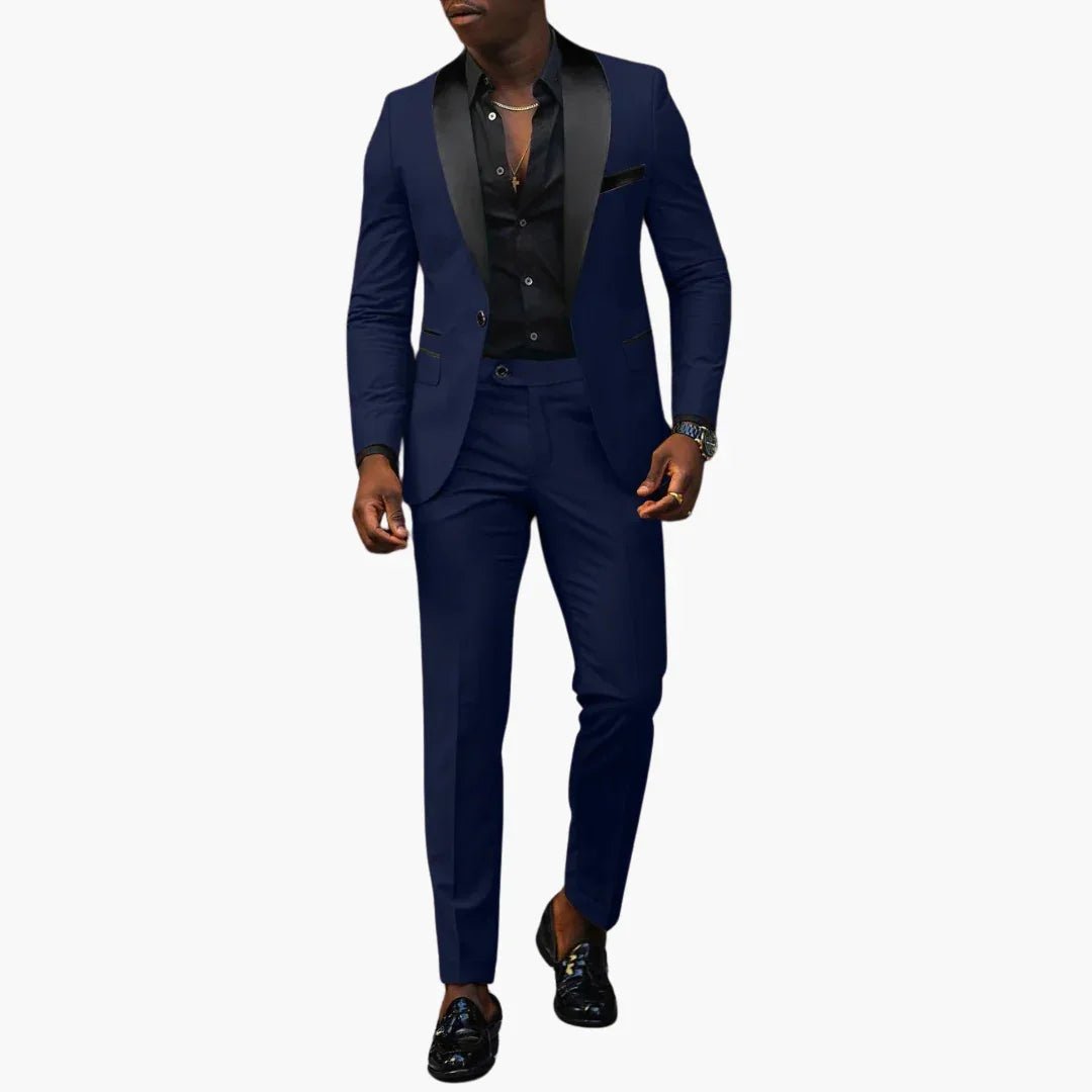 Men's Two-Piece Wedding Suit with Shawl Lapel and Single Button