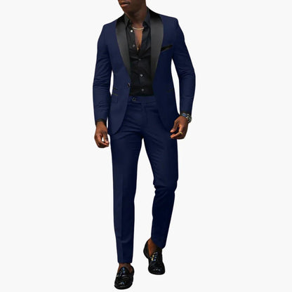 Men's Two-Piece Wedding Suit with Shawl Lapel and Single Button