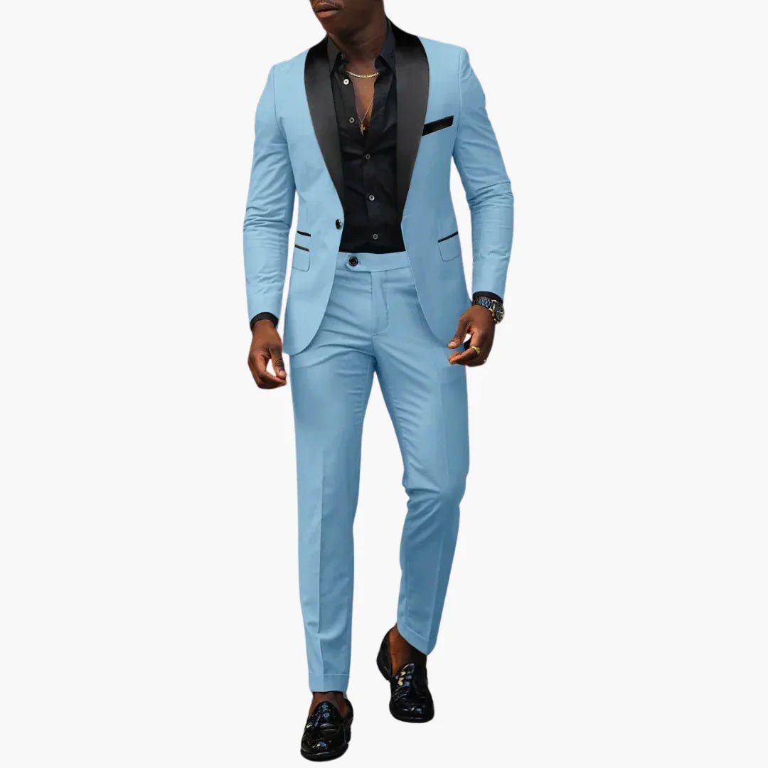 Men's Two-Piece Wedding Suit with Shawl Lapel and Single Button