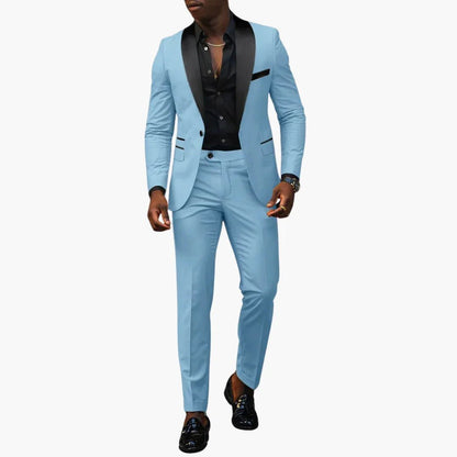 Men's Two-Piece Wedding Suit with Shawl Lapel and Single Button