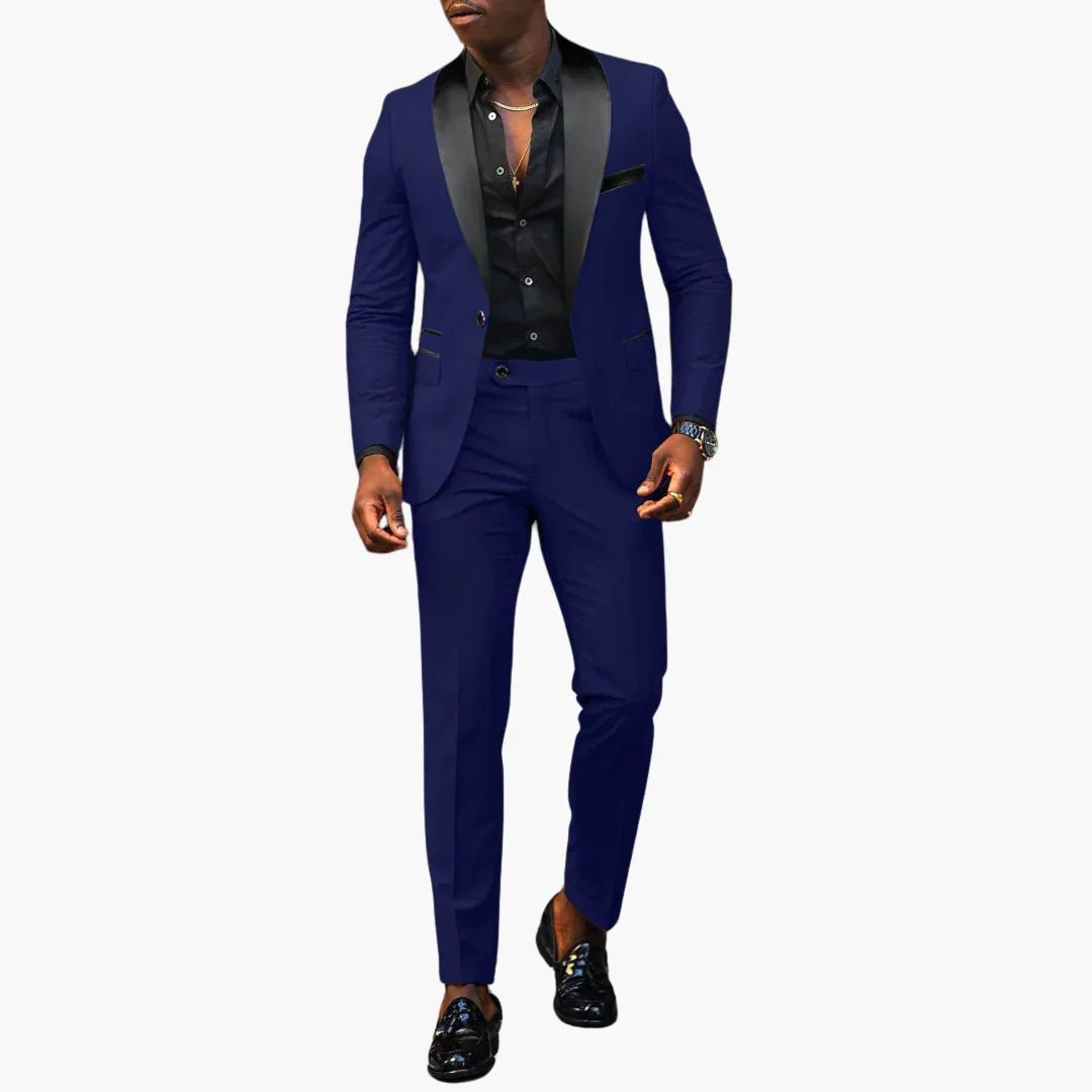 Men's Two-Piece Wedding Suit with Shawl Lapel and Single Button