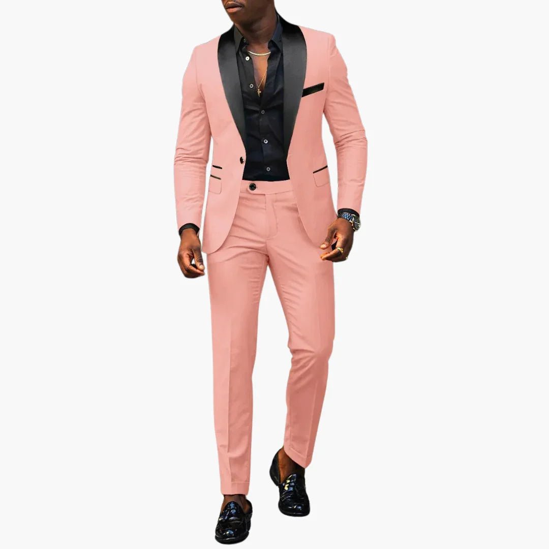 Men's Two-Piece Wedding Suit with Shawl Lapel and Single Button