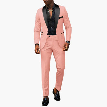 Men's Two-Piece Wedding Suit with Shawl Lapel and Single Button