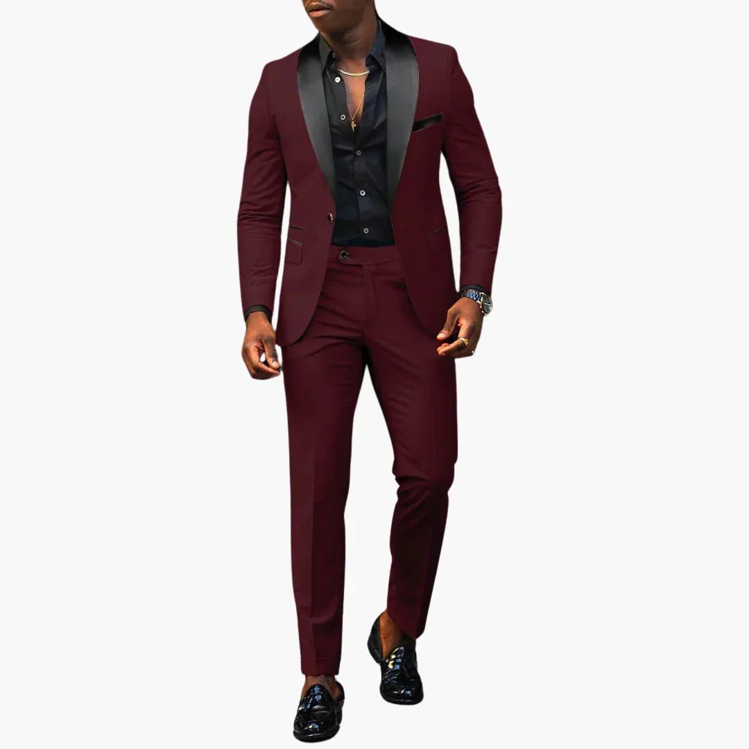 Men's Two-Piece Wedding Suit with Shawl Lapel and Single Button