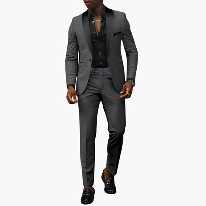 Men's Two-Piece Wedding Suit with Shawl Lapel and Single Button