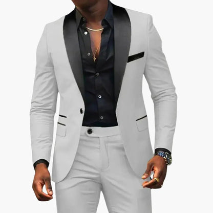 Men's Two-Piece Wedding Suit with Shawl Lapel and Single Button