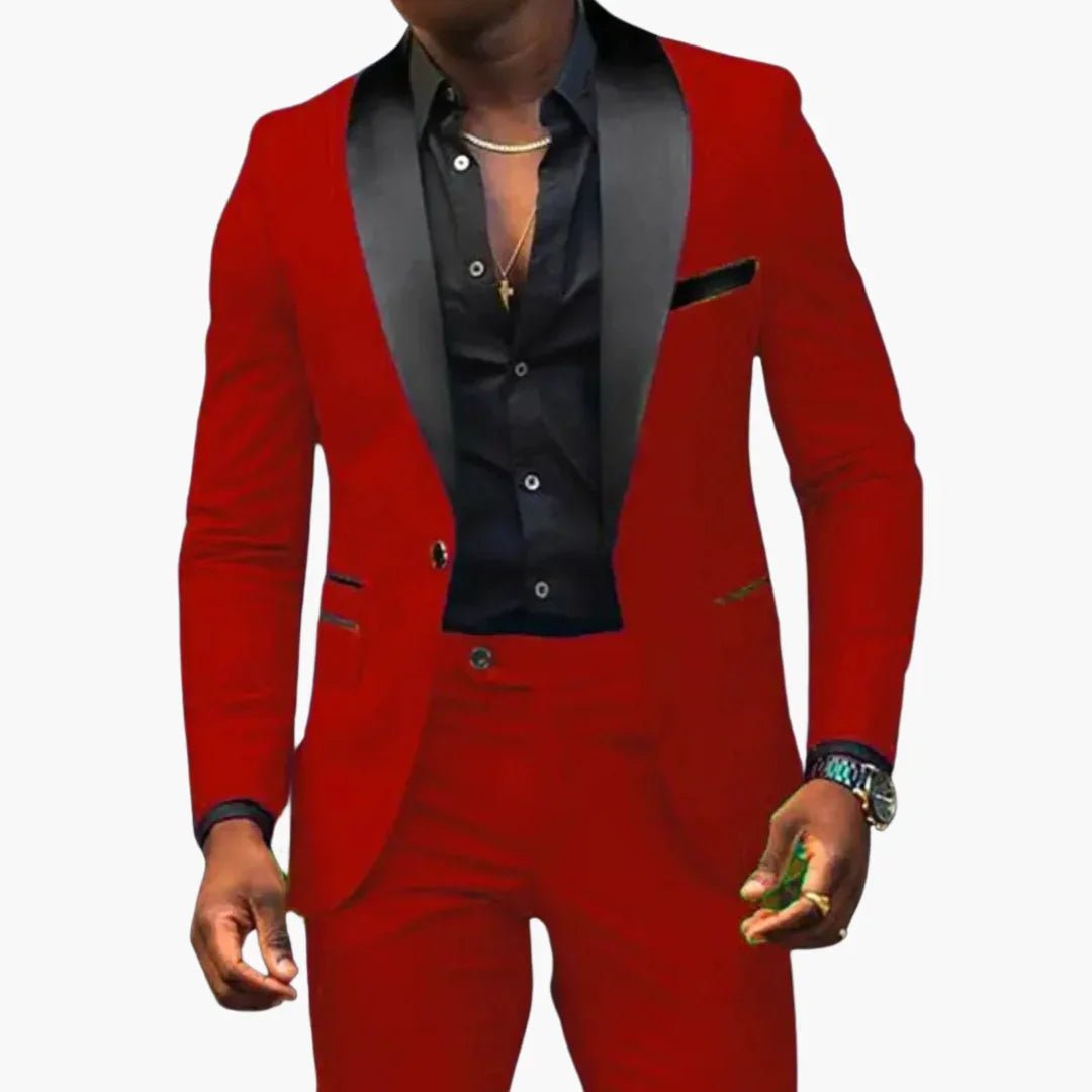 Men's Two-Piece Wedding Suit with Shawl Lapel and Single Button