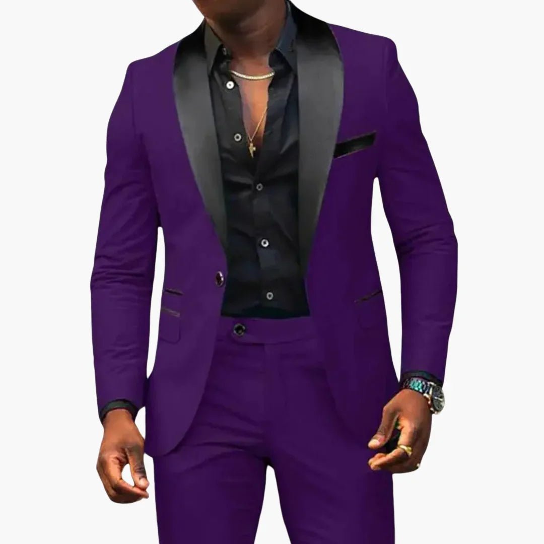 Men's Two-Piece Wedding Suit with Shawl Lapel and Single Button