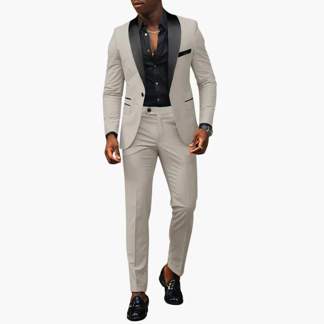 Men's Two-Piece Wedding Suit with Shawl Lapel and Single Button