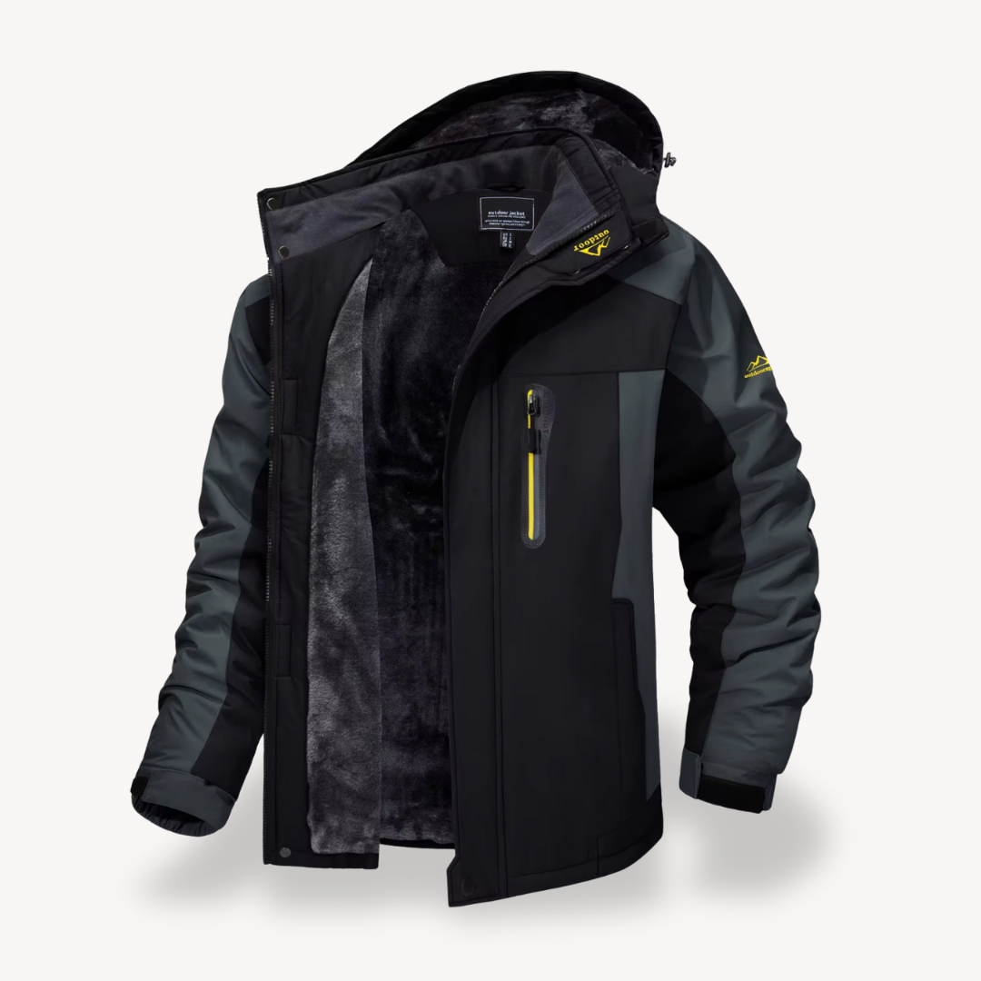 Men's Waterproof Winter Jacket with Fleece Lining and Hood