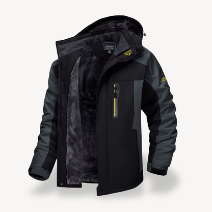 Men's Waterproof Winter Jacket with Fleece Lining and Hood