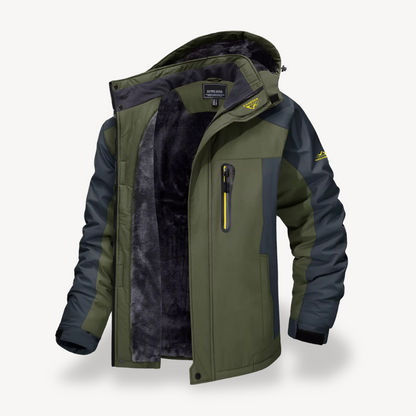 Men's Waterproof Winter Jacket with Fleece Lining and Hood