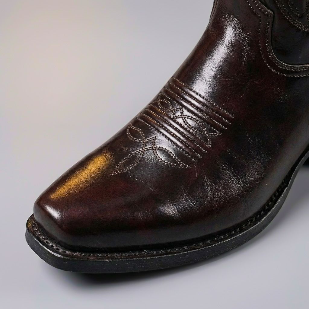 Men's Western Cowboy Boots with Embroidered Shaft and Snip Toe