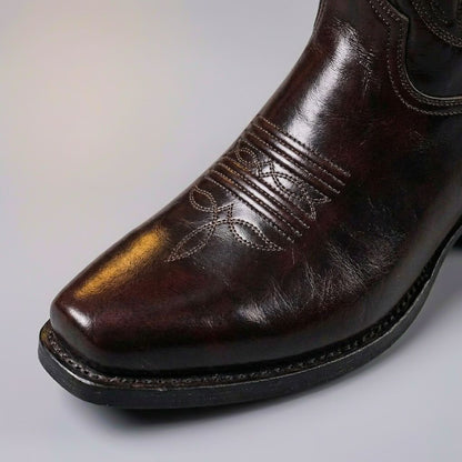 Men's Western Cowboy Boots with Embroidered Shaft and Snip Toe